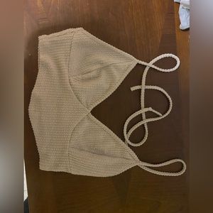 back tie tan crop top